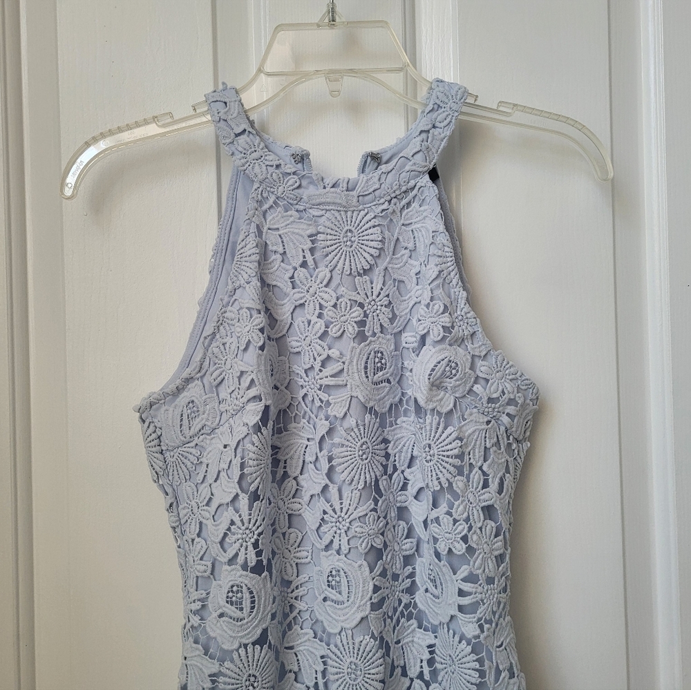 Lace Love Poem Lulus Mini Dress Baby Blue - Picture 5 of 13